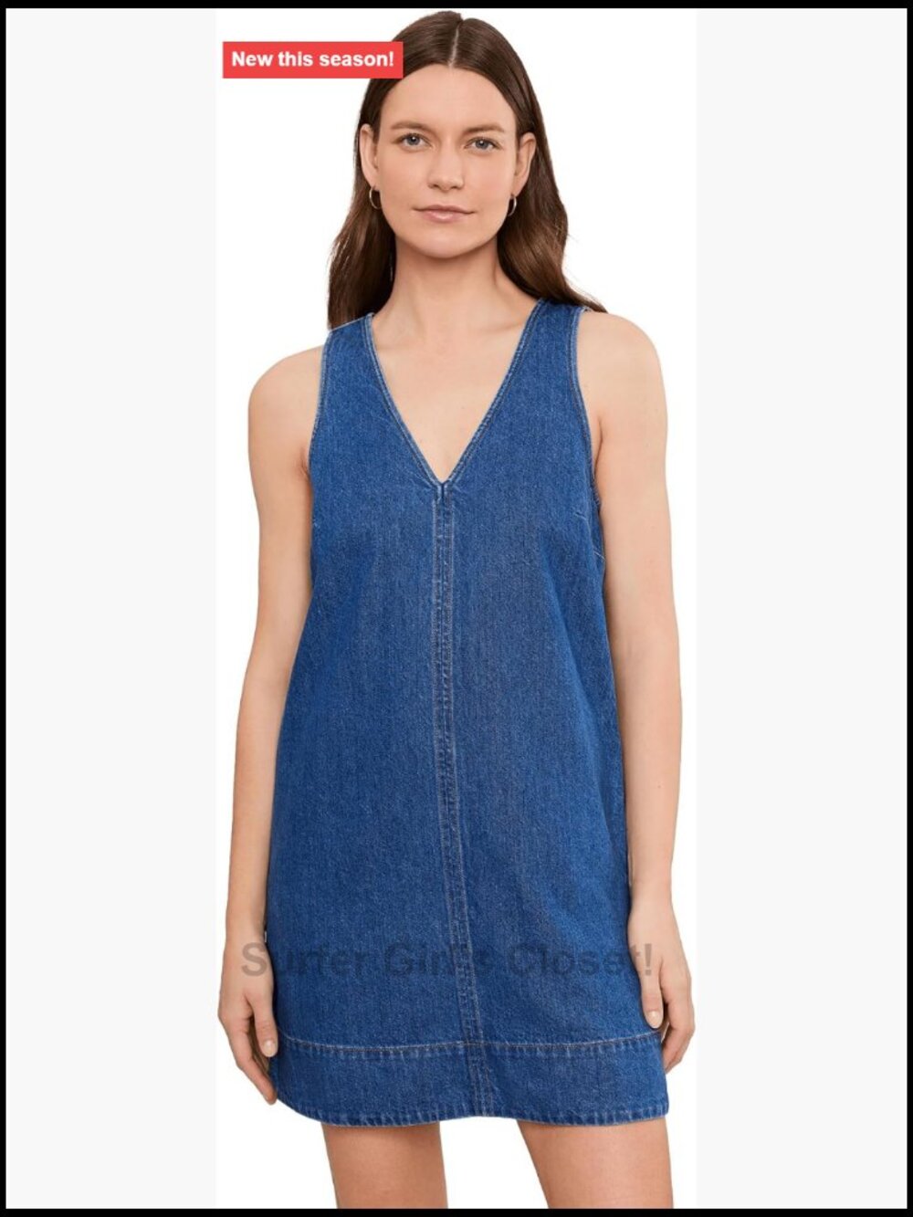 V-Neck Sleeveless Shift Mini Dress Cotton Pockets